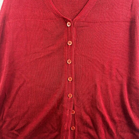 Maggie McNaughton Vest Sweater Buttoned Red 2X V-Neck Sleeveless - Picture 4 of 4